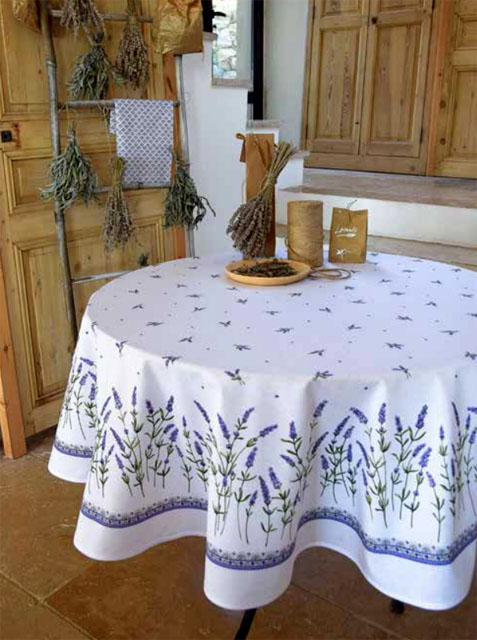 Round Tablecloth Coated (Lavandines. raw/purple) - Click Image to Close